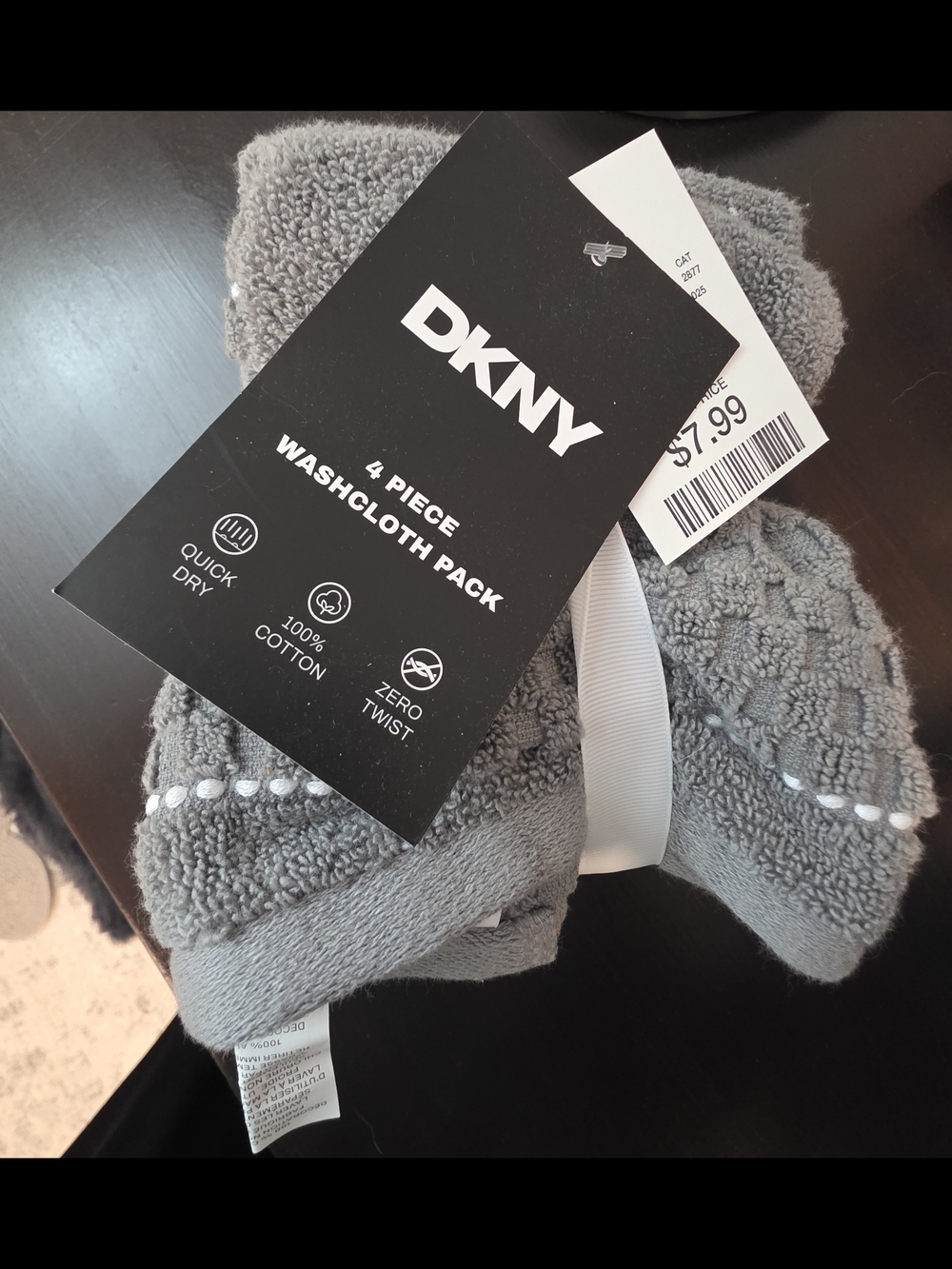 DKNY Grey 4-Piece Men’s Washcloth Pack